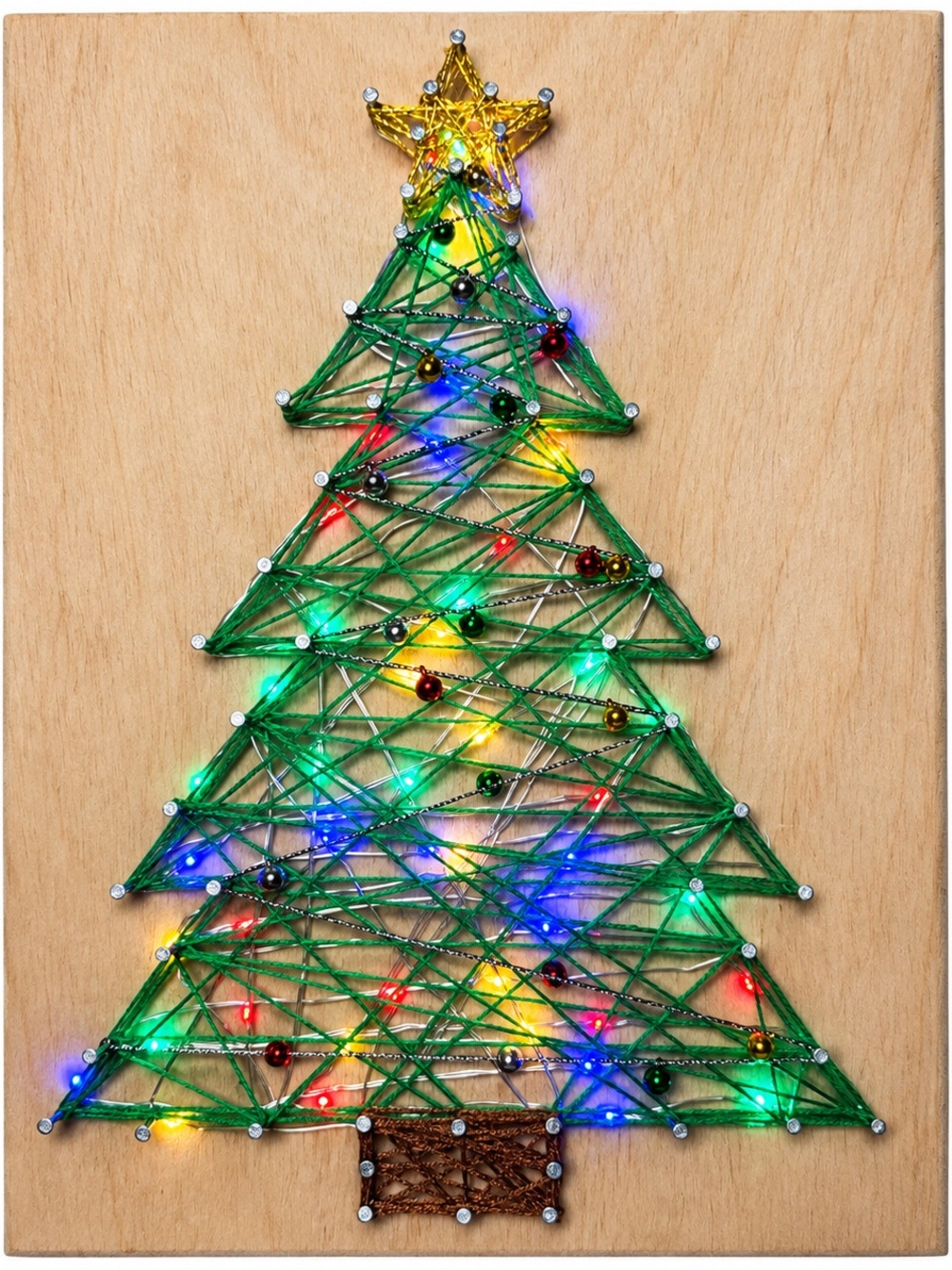 DIY String Art Christmas Tree Making Kit with Multicolor Lights